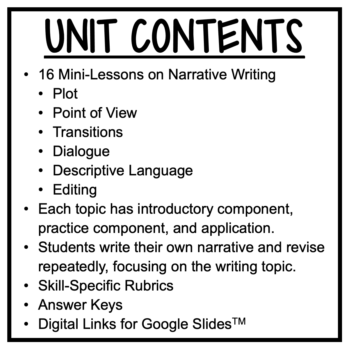 Narrative Guided Drafts Rubric: Middle Lesson